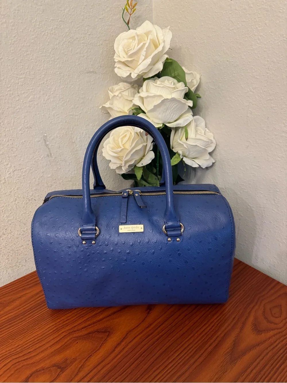 kate spade cobalt blue embossed satchel